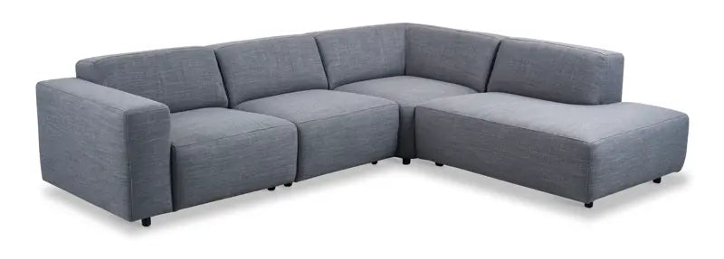 Rowico Home Elroy Corner Sofa 2.5+2.5-Seater Open End Right Bermuda #803 Grey 282x218x70 cm