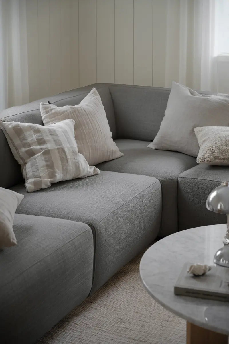 Rowico Home Elroy Corner Sofa 2.5+2.5-Seater Open End Right Bermuda #803 Grey 282x218x70 cm