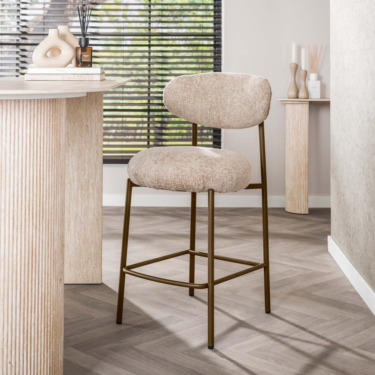 Emmo Design Round Bar Stool Cargo Sand-Brown Set of 2