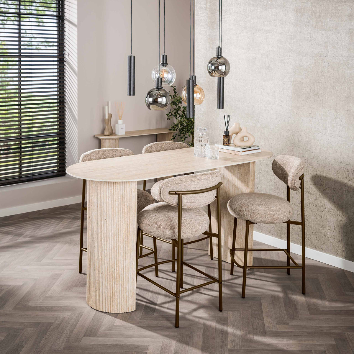 Emmo Design Round Bar Stool Cargo Sand-Brown Set of 2