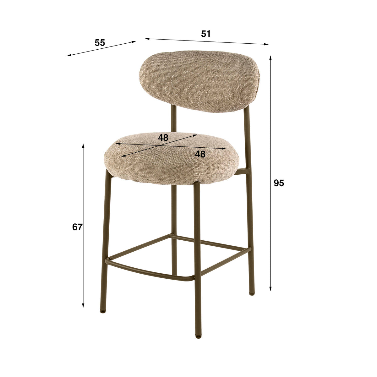 Emmo Design Round Bar Stool Cargo Sand-Brown Set of 2