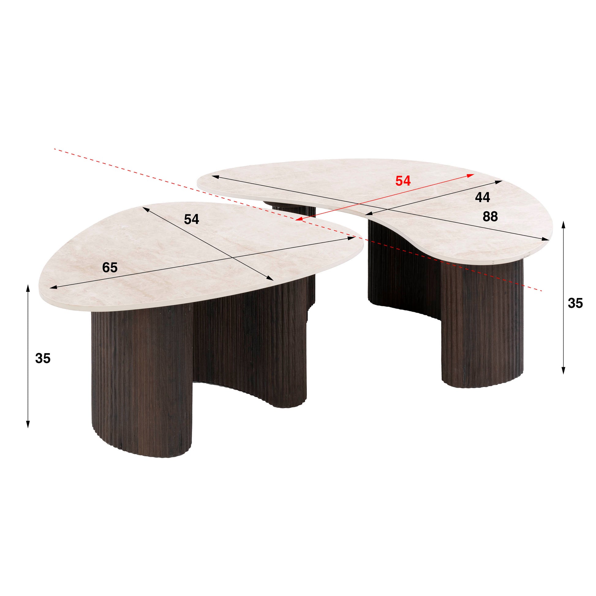 Zijlstra Ceramo Organic Coffee Table Set of 2 Taj Mahal 34.6x21.3x13.8 in