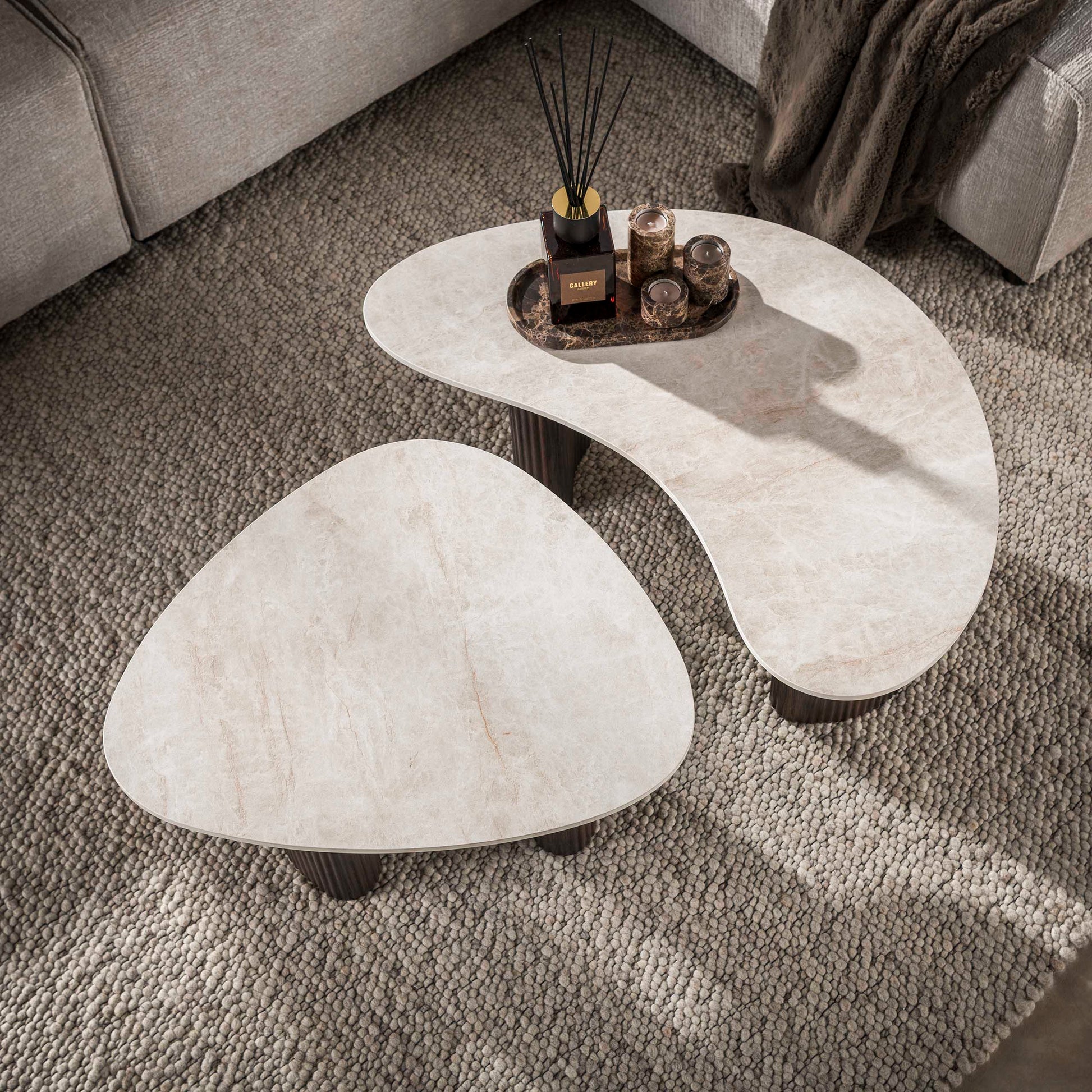 Zijlstra Ceramo Organic Coffee Table Set of 2 Taj Mahal 34.6x21.3x13.8 in