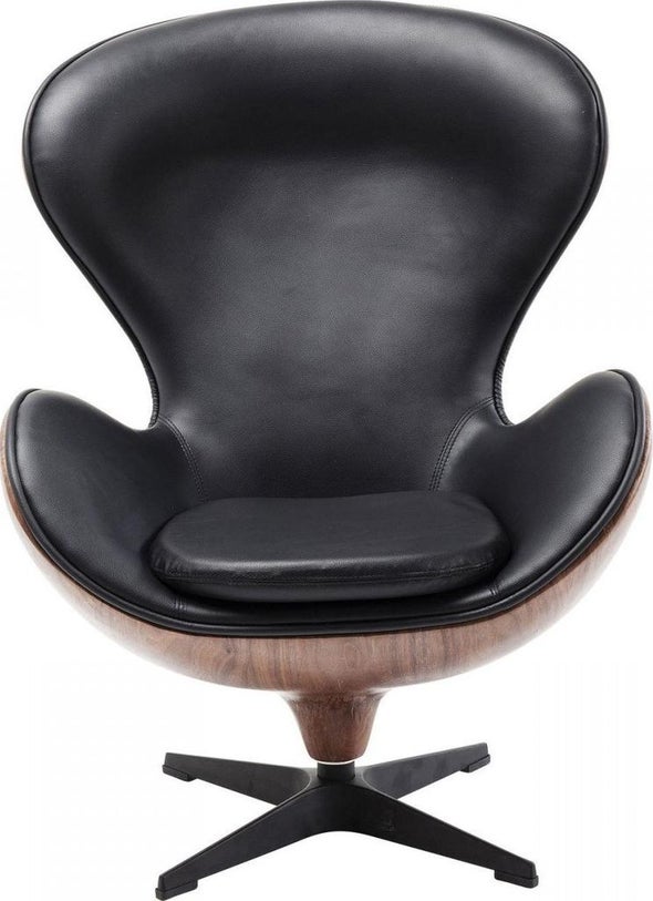Swivel Armchair Lounge Black Walnut