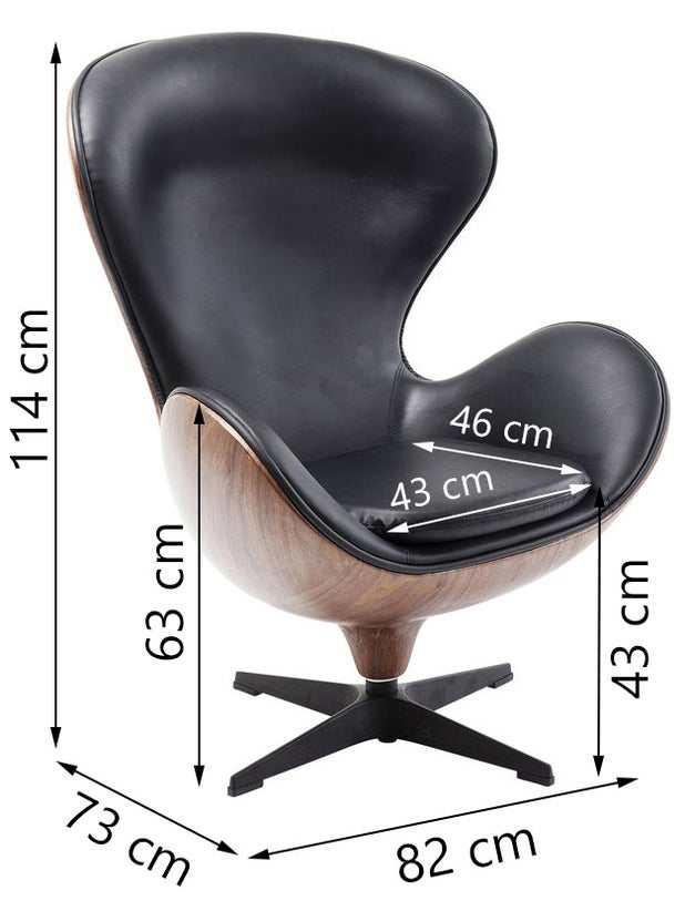 Swivel Armchair Lounge Black Walnut