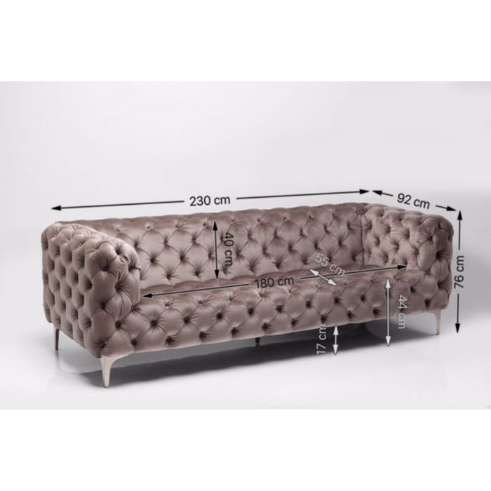 Sofa Look 230cm Velvet Grey