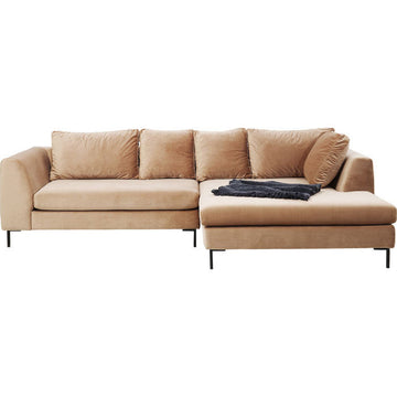 Corner Sofa Black Gianna Velvet Champagne Right
