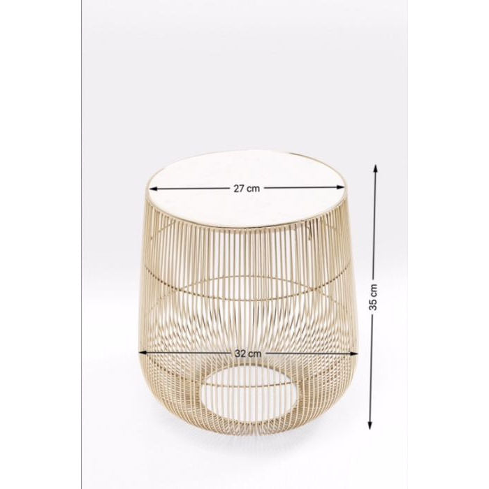 Side Table Beam White Marble Brass Ø32cm