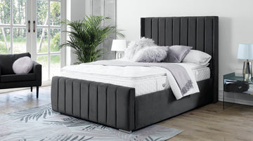 Araz Velvet Black 4ft6 Double bed
