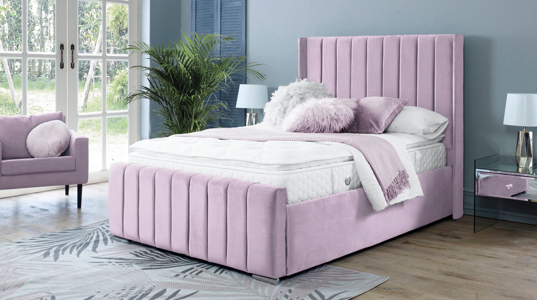 Araz Velvet Pink 5ft Ottoman Bed