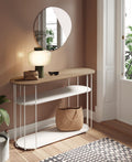 White console with mirror