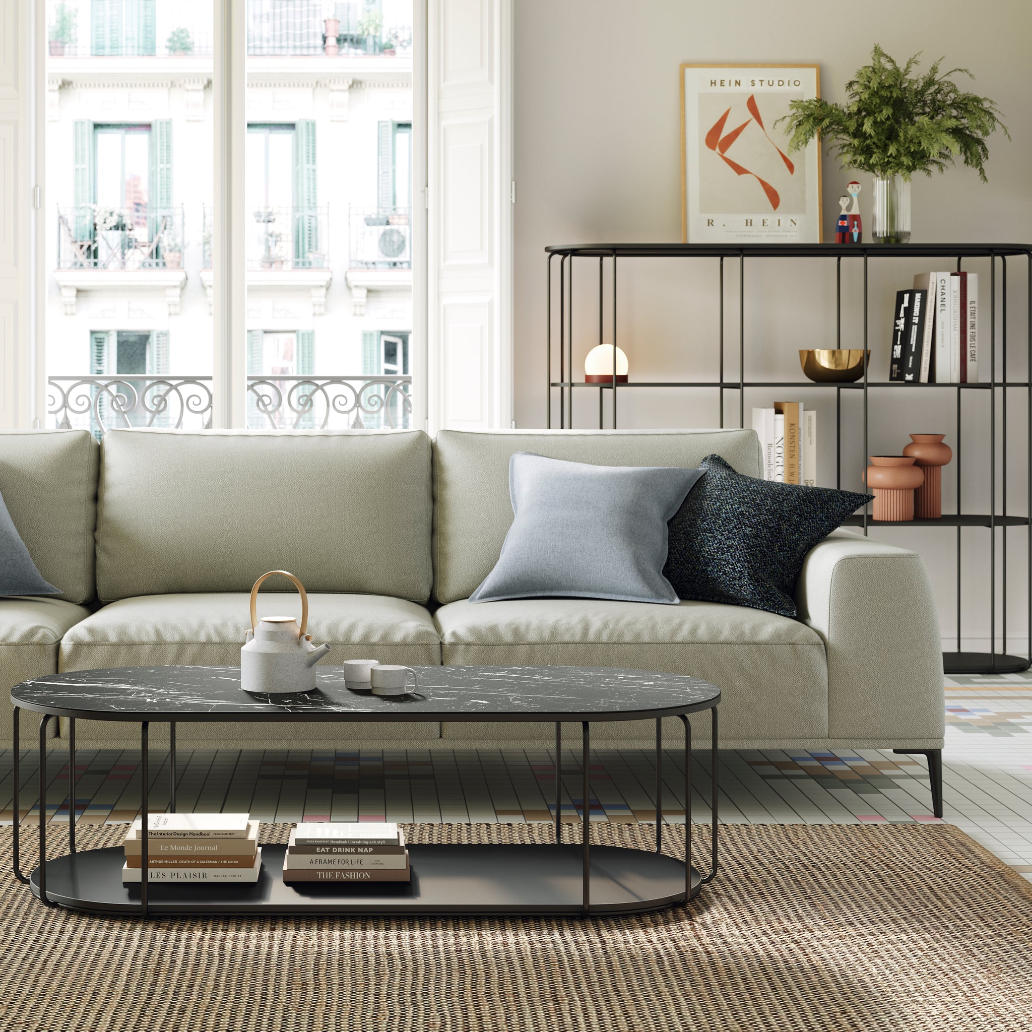 Cava long rectangular coffee table by Mobenia | H34cm, W53cm, L120cm