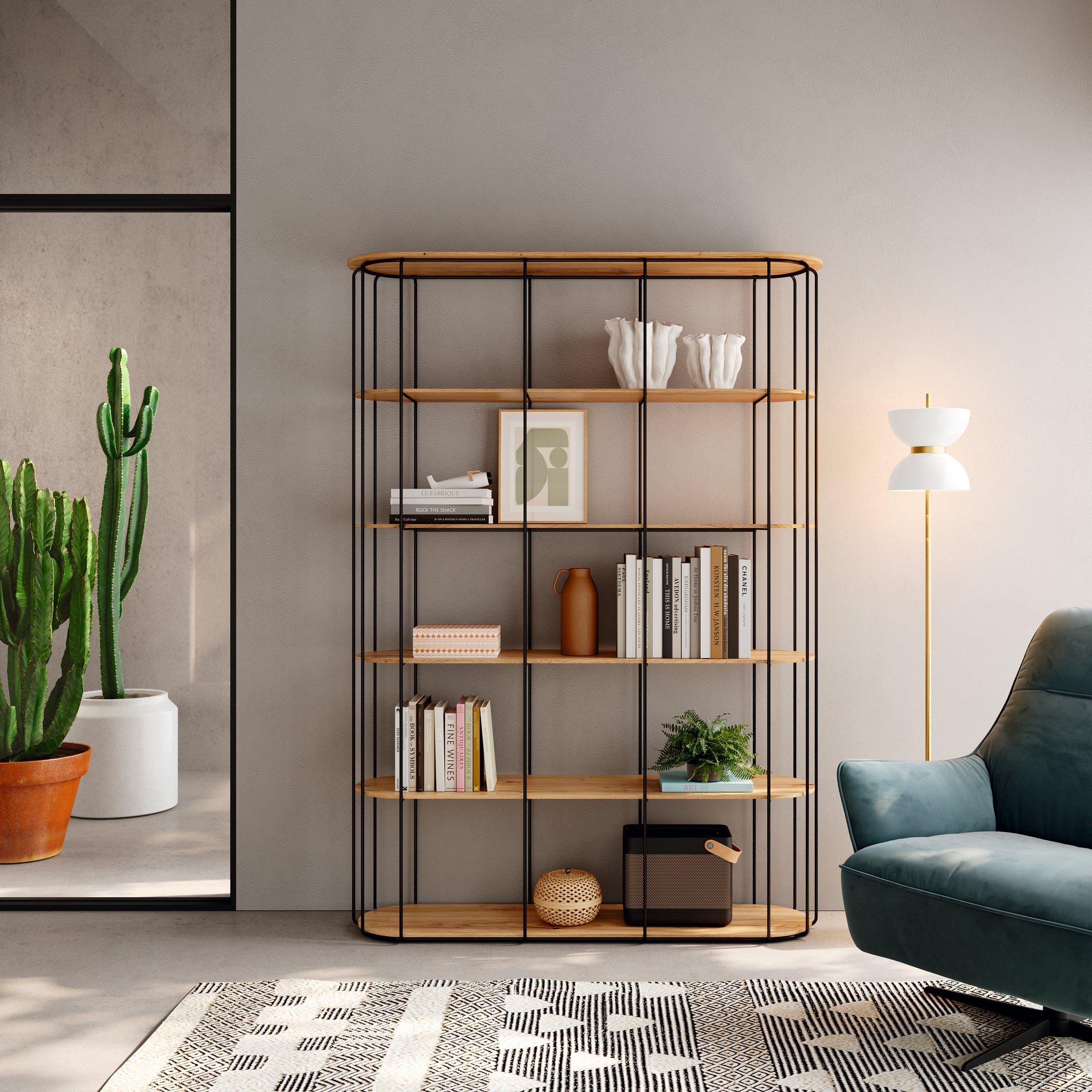 Cava tall shelving system by Mobenia | W80cm, H170cm, D39cm