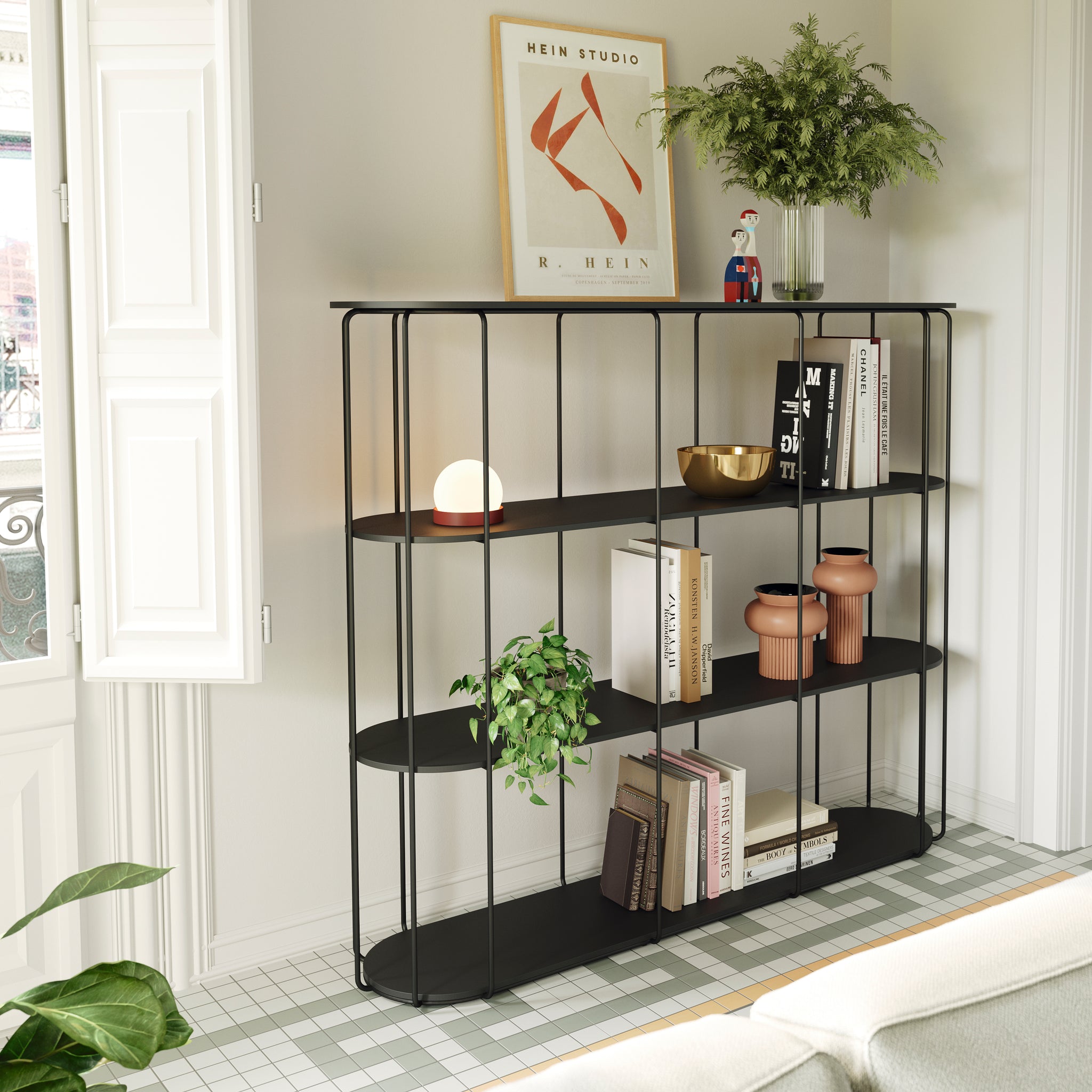 Cava wide shelving system by Mobenia | W150cm, H120cm, D40cm
