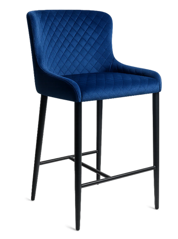 CH Alpha Velvet Blue Bar Stool