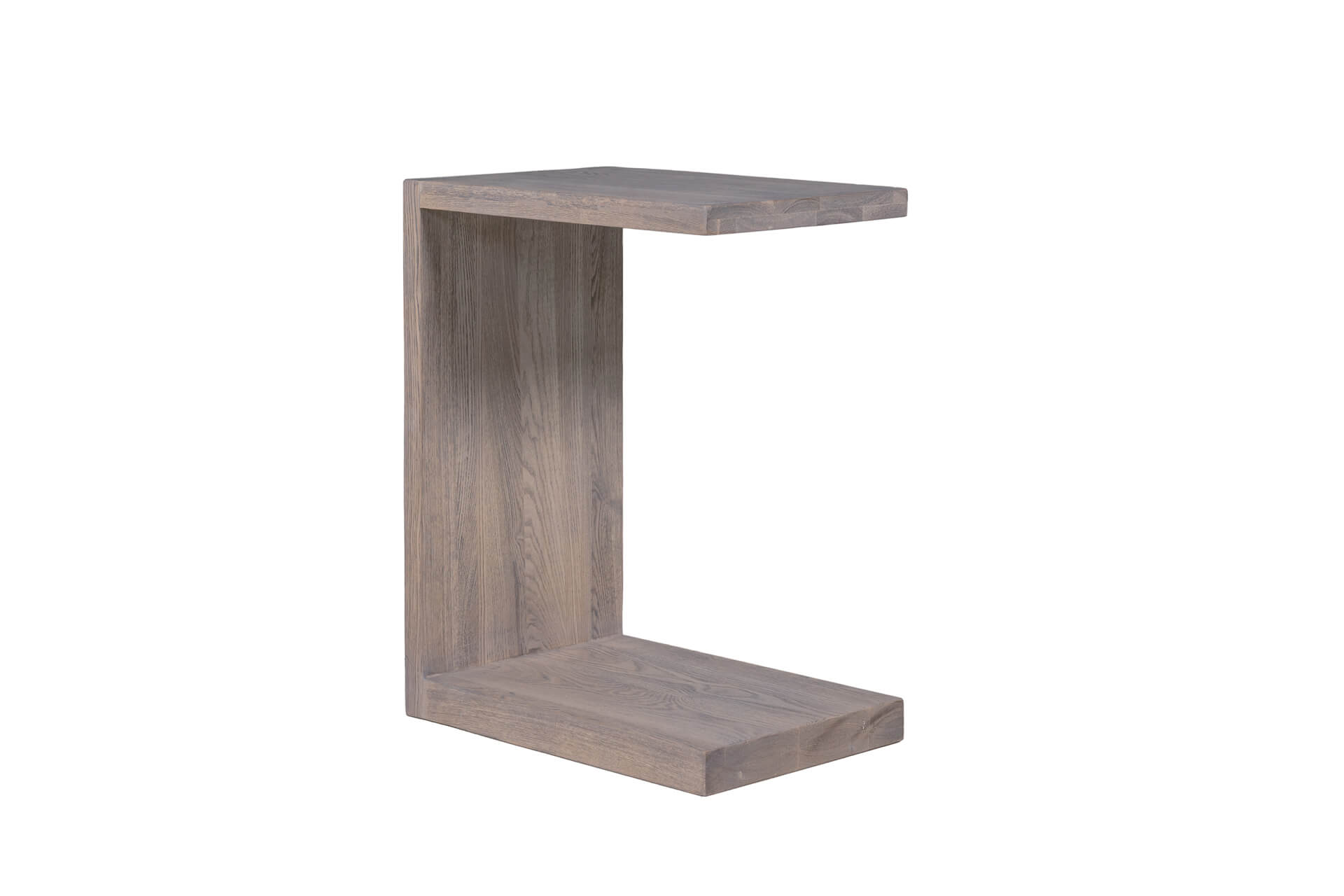 Wooden side table on a white background