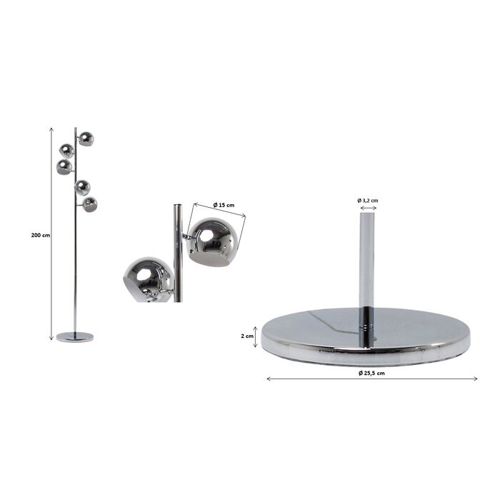 Floor Lamp Calotta Chrome 5-lite - Kian Furniture