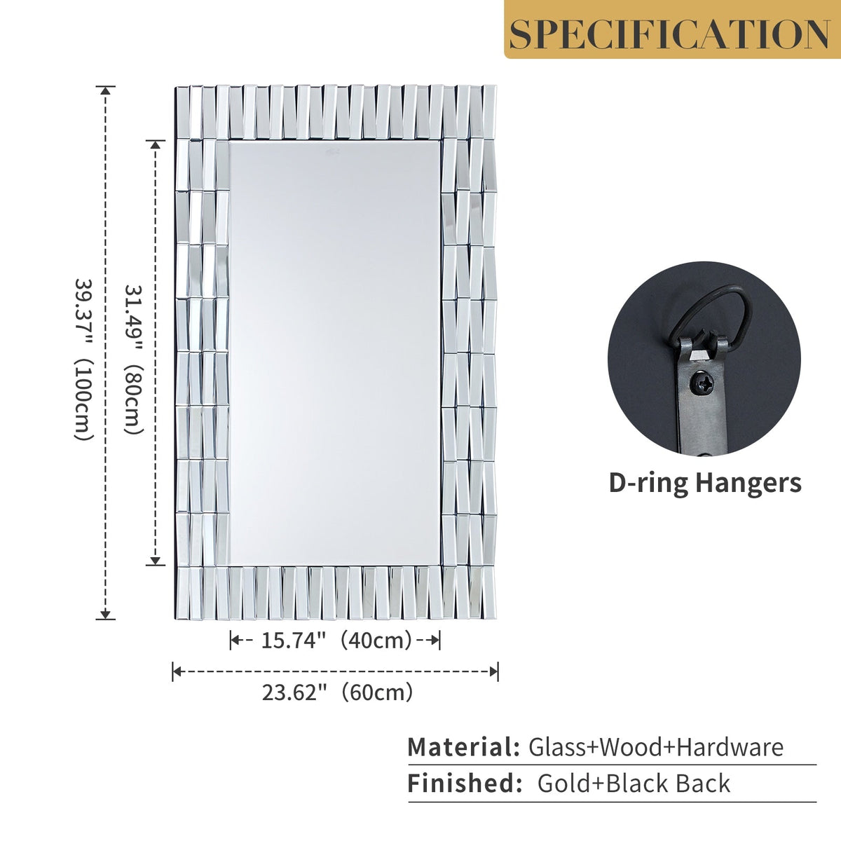 GD008 Large Silver Mirror 100cm