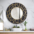 GD011 Round Framed Mirror Black Gold 60cm