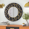GD011 Round Framed Mirror Black Gold 60cm
