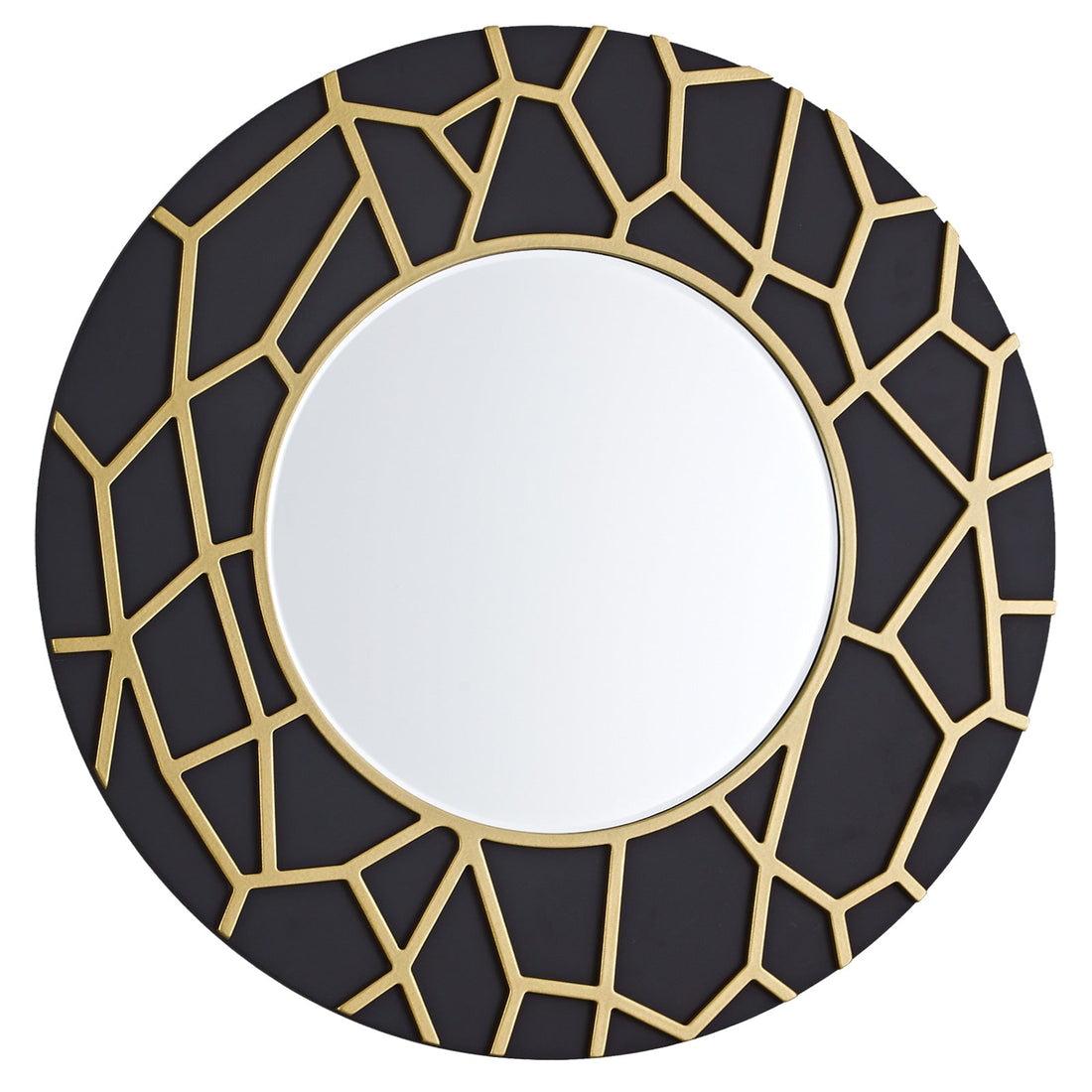 GD011 Round Framed Mirror Black Gold 60cm