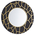 GD011 Round Framed Mirror Black Gold 60cm