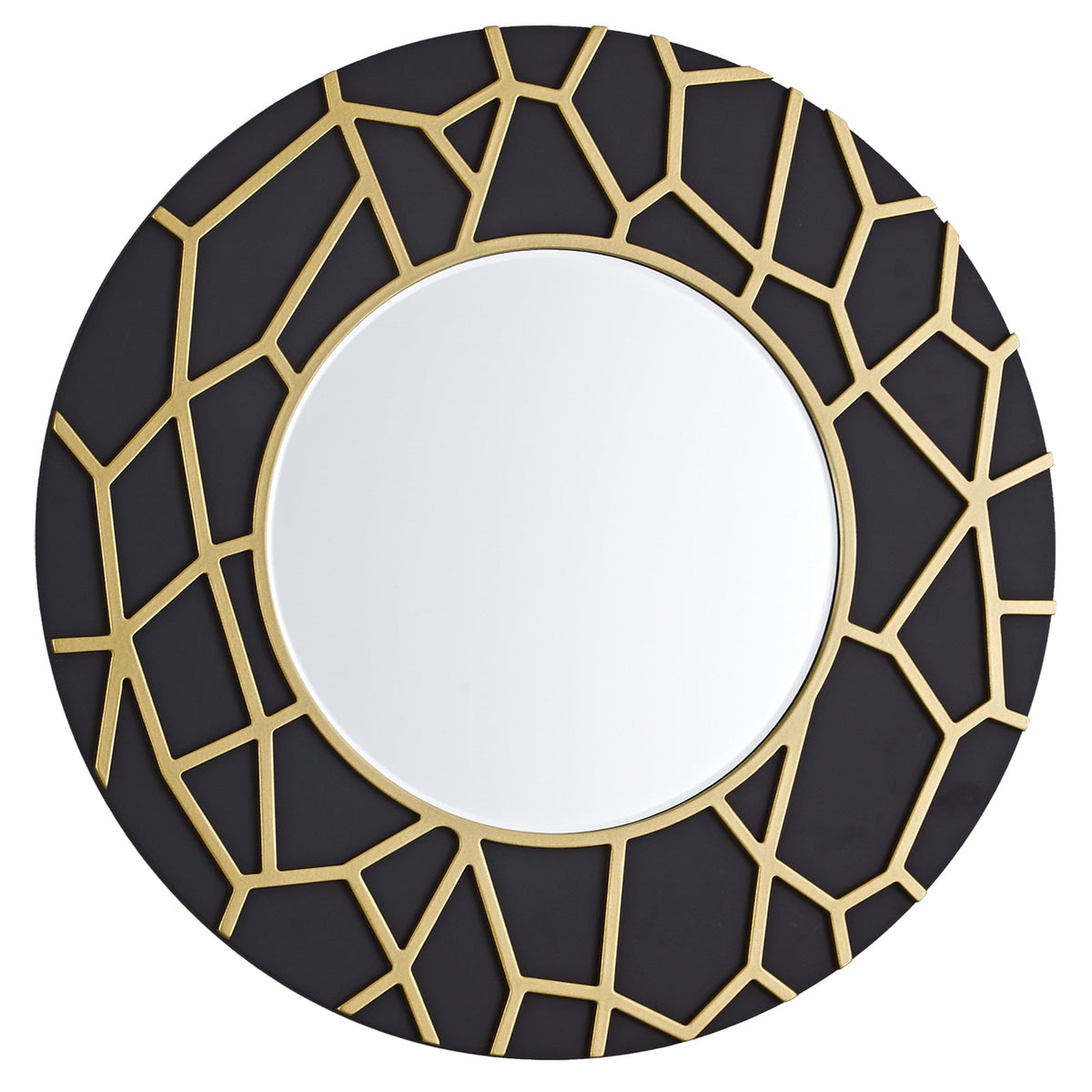 GD011 Round Framed Mirror Black Gold 60cm