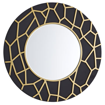 GD011 Round Framed Mirror Black Gold 60cm