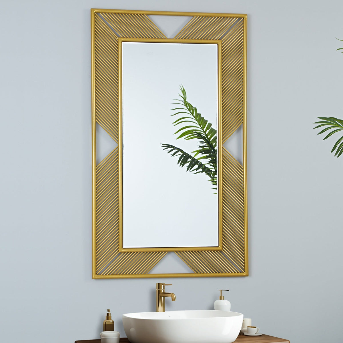 Lively Golden Rectangular Mirror 100cm