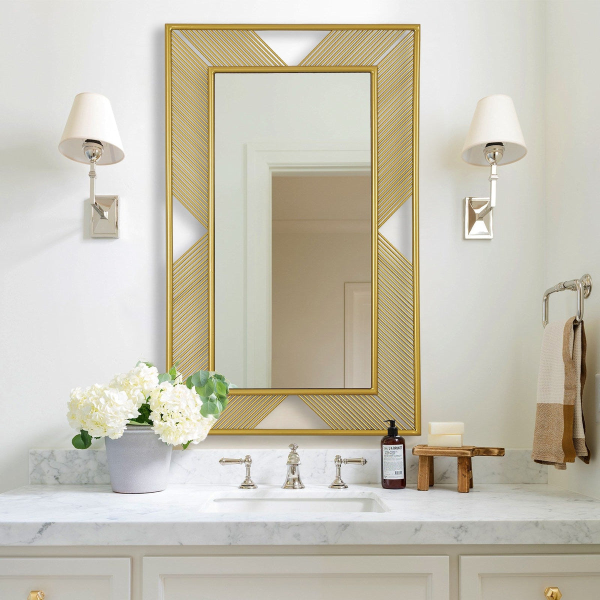 Lively Golden Rectangular Mirror 100cm