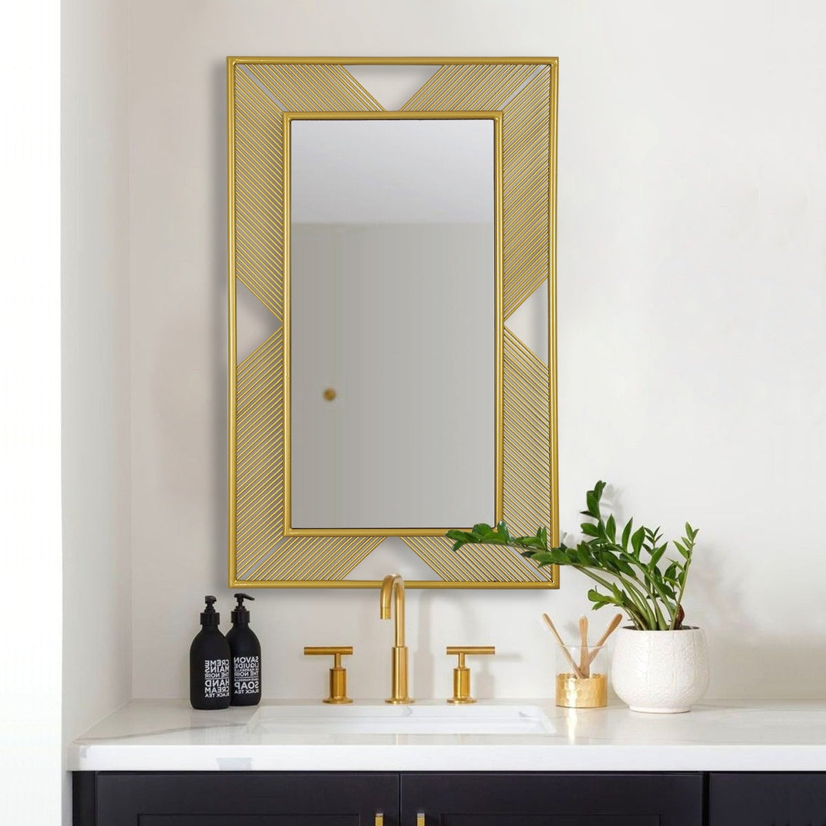 Lively Golden Rectangular Mirror 100cm