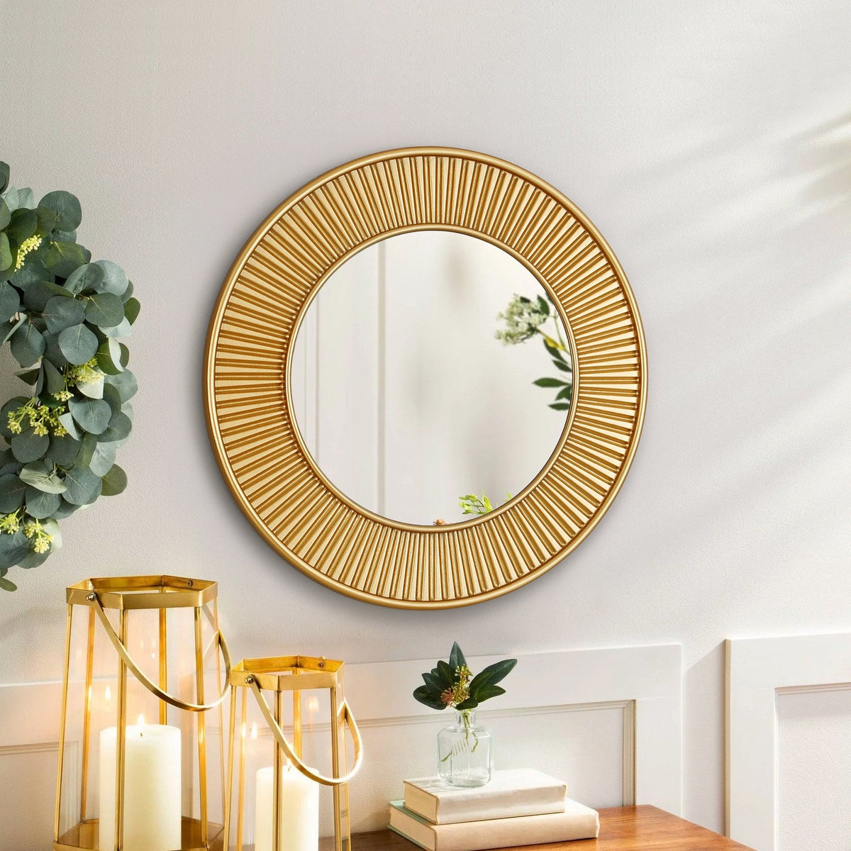 Gold Round Mirror Bevelled Edge 60cm