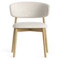Chair with beige cushioned seat and backrest on a white background
