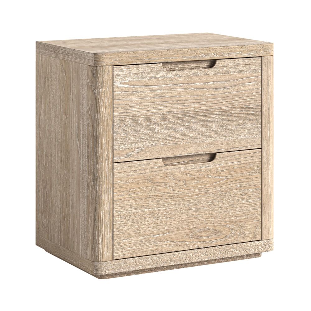 Hegartys Home Interiors Portobello 2 Drawer Wide Bedside Oak 19.7x14.2x21.1in