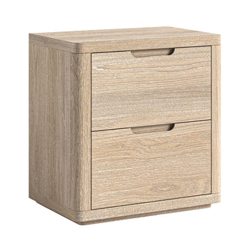 Hegartys Home Interiors Portobello 2 Drawer Wide Bedside Oak 19.7x14.2x21.1in