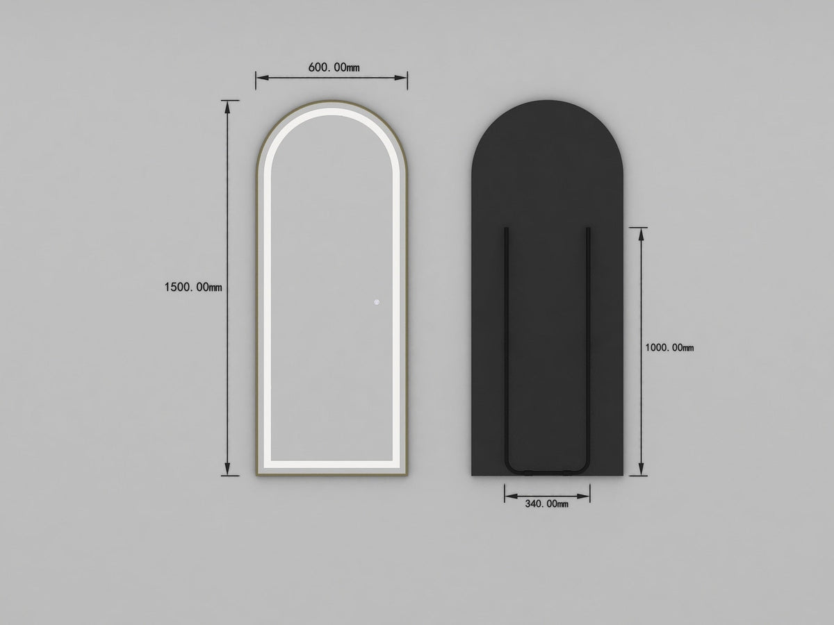 GD017 Arch LED Mirror Gold 150cm