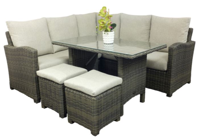 DE Gnol Dnalsi Outdoor Set with Glass Top Table + Cushion