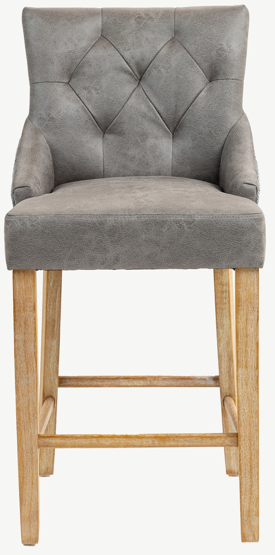 Balmoral Furniture Jenna Bar Stool Steel PU Mid Grey Chenille 40.2x19.7x22 in