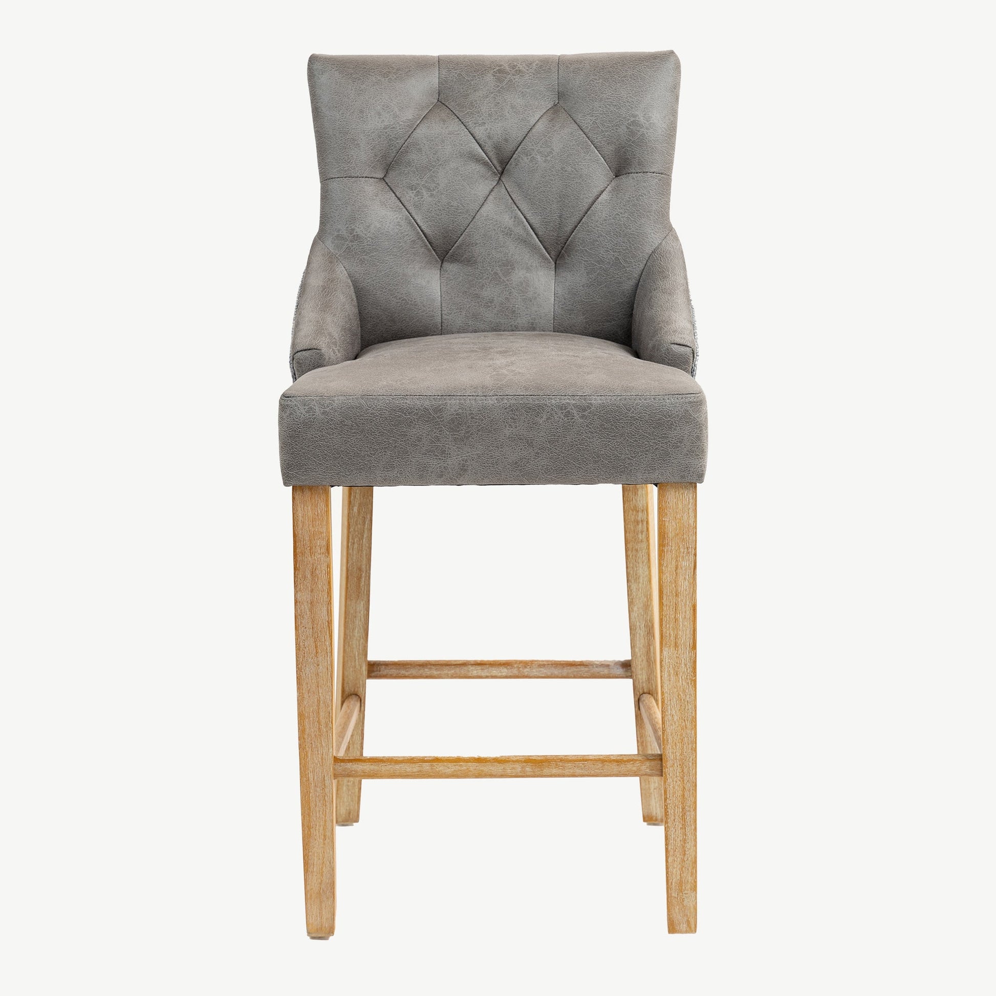 Balmoral Furniture Jenna Bar Stool Steel PU Mid Grey Chenille 40.2x19.7x22 in