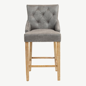 Balmoral Furniture Jenna Bar Stool Steel PU Mid Grey Chenille 40.2x19.7x22 in