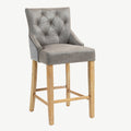 Balmoral Furniture Jenna Bar Stool Steel PU Mid Grey Chenille 40.2x19.7x22 in