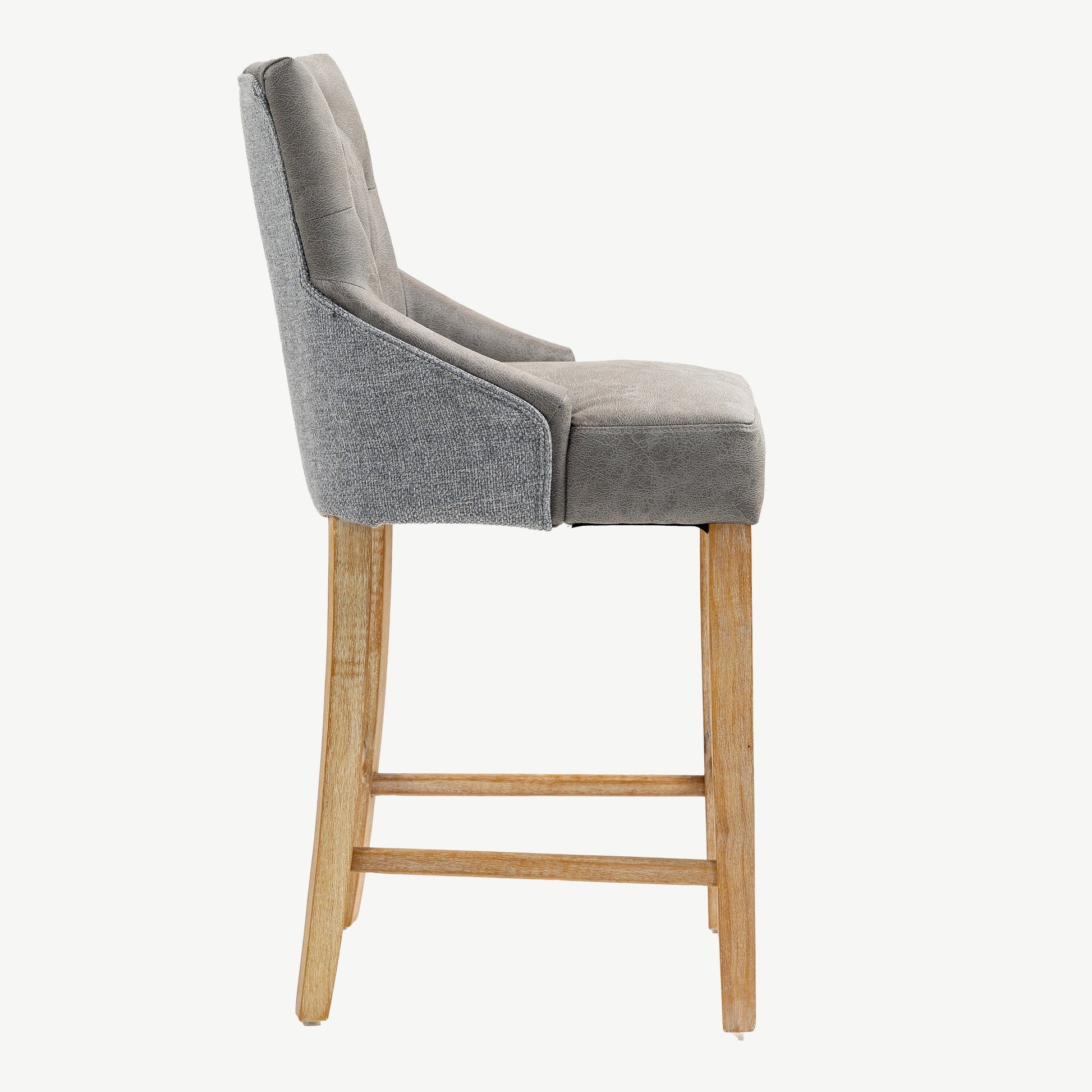 Balmoral Furniture Jenna Bar Stool Steel PU Mid Grey Chenille 40.2x19.7x22 in