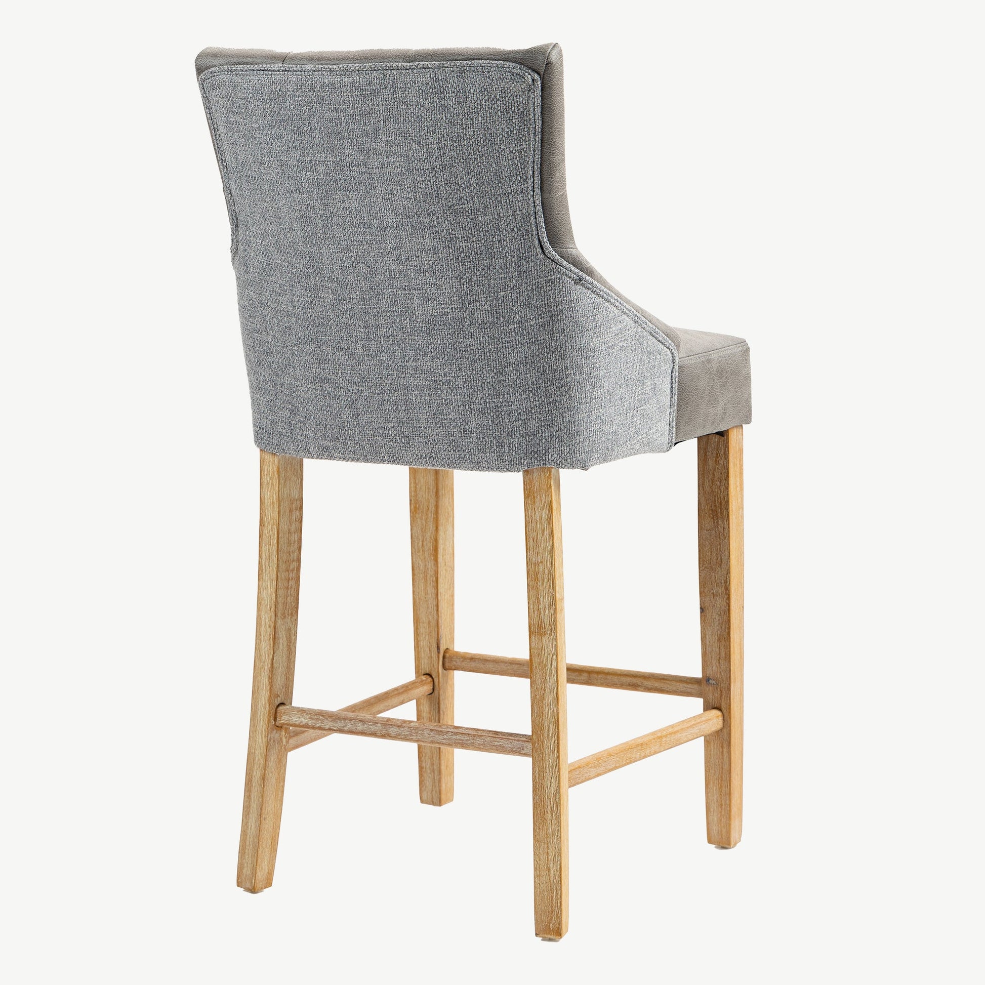 Balmoral Furniture Jenna Bar Stool Steel PU Mid Grey Chenille 40.2x19.7x22 in