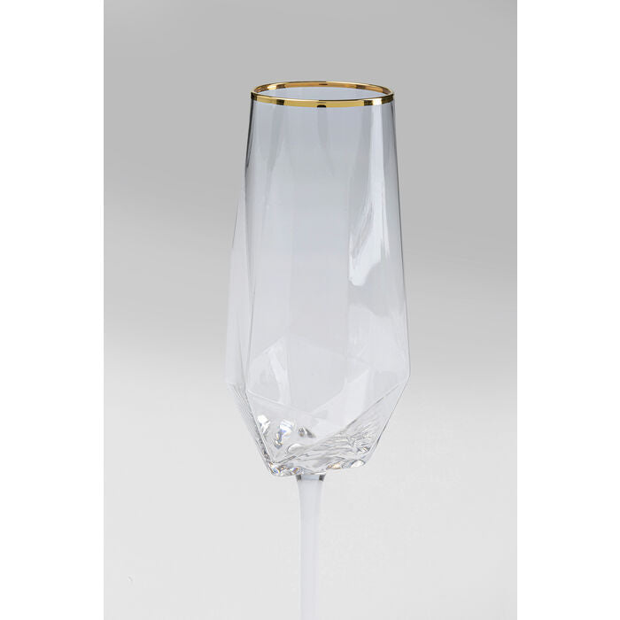 Champagne Glass Diamond Gold Rim