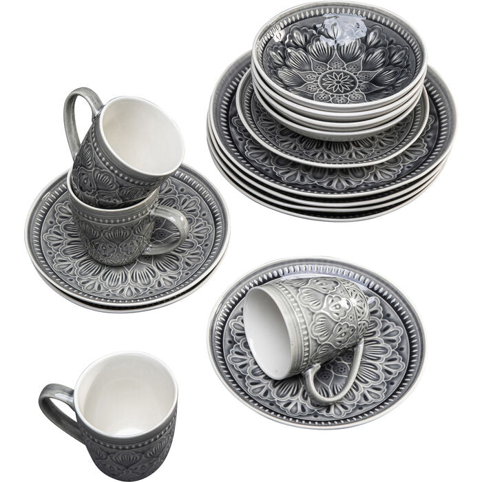 Dish Set Sicilia Mandala Grey (16-part)