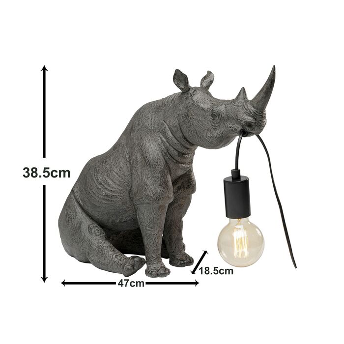 KARE Design Sitting Rhino Table Lamp 42cm Gray