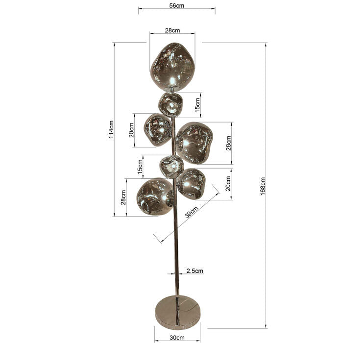 Kare Floor Lamp Burbuja Steel and Glass 168cm