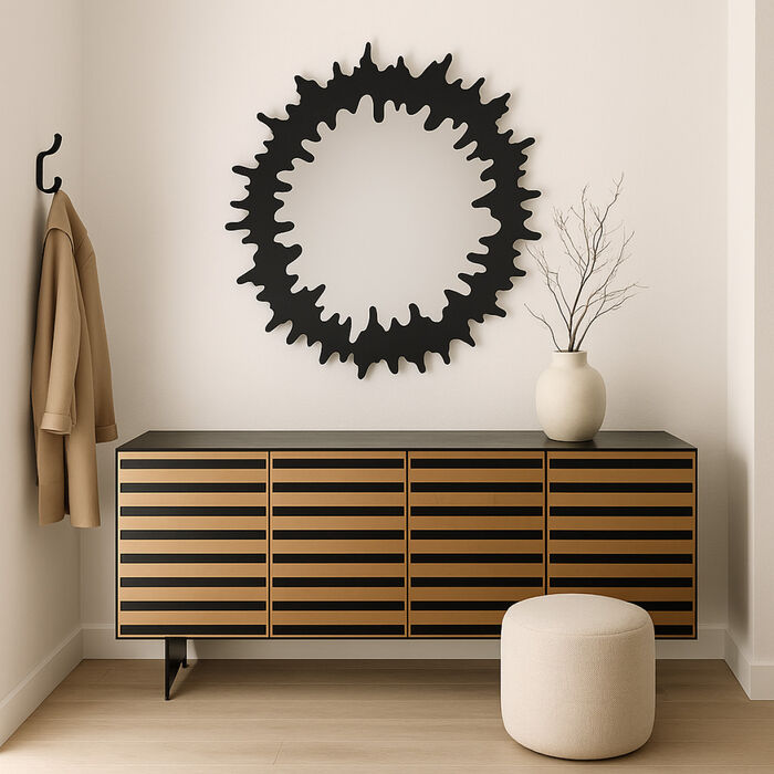 KARE Design Wall Mirror Heartbeat Black Ø120cm