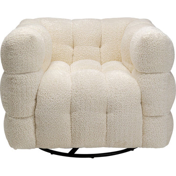 KARE Design Armand Swivel Armchair Cream Polyester 70x95x86 cm