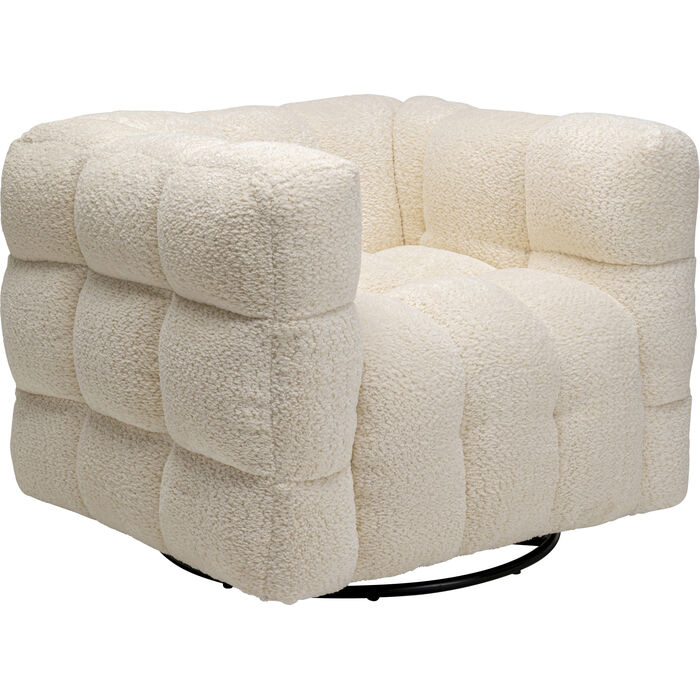 KARE Design Armand Swivel Armchair Cream Polyester 70x95x86 cm